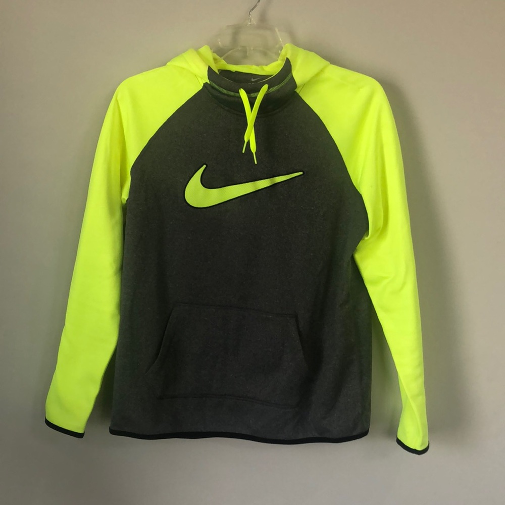 NIKE Therma-fit neon yellow/grey thumb hole Hoodie